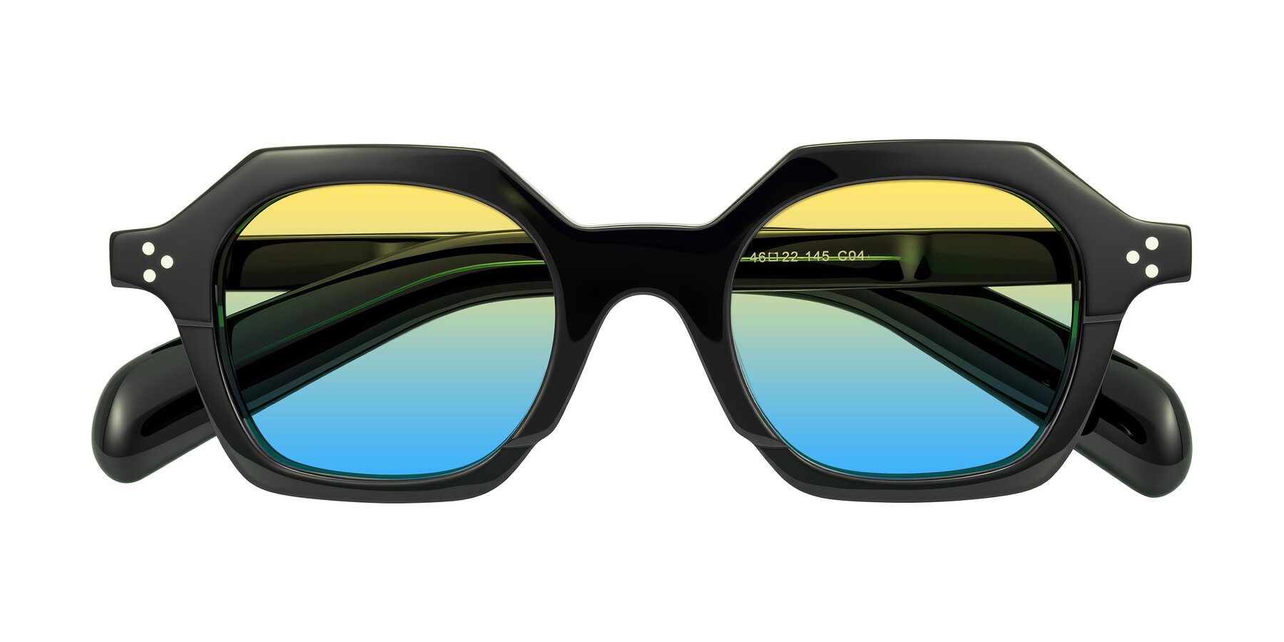 Folded Front of Antrim in Dark Black Green with Yellow / Blue Gradient Lenses