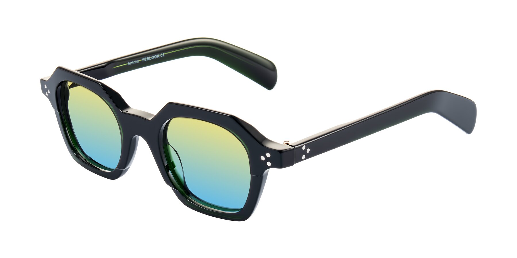 Angle of Antrim in Dark Black Green with Yellow / Blue Gradient Lenses