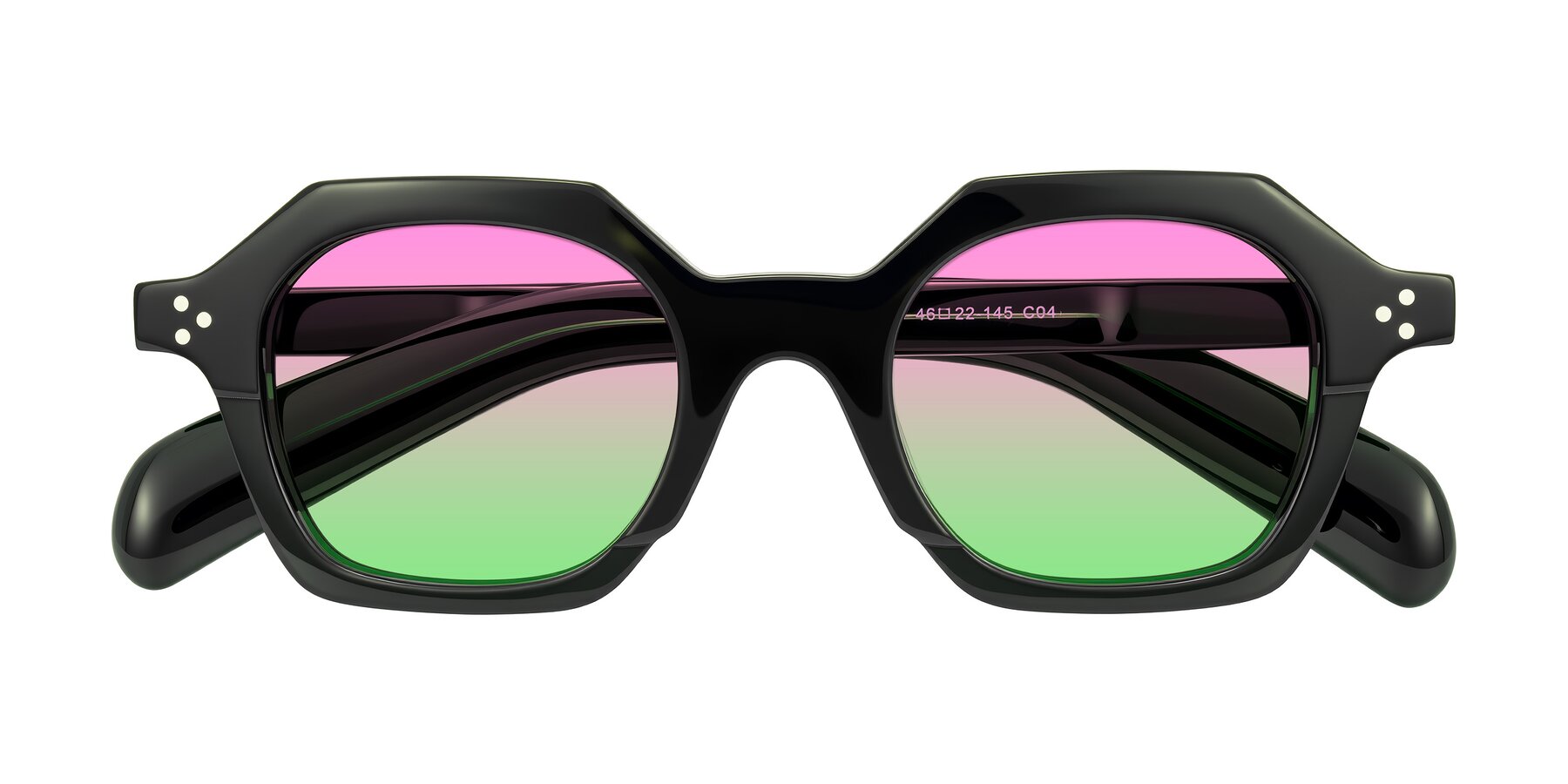 Folded Front of Antrim in Dark Black Green with Pink / Green Gradient Lenses