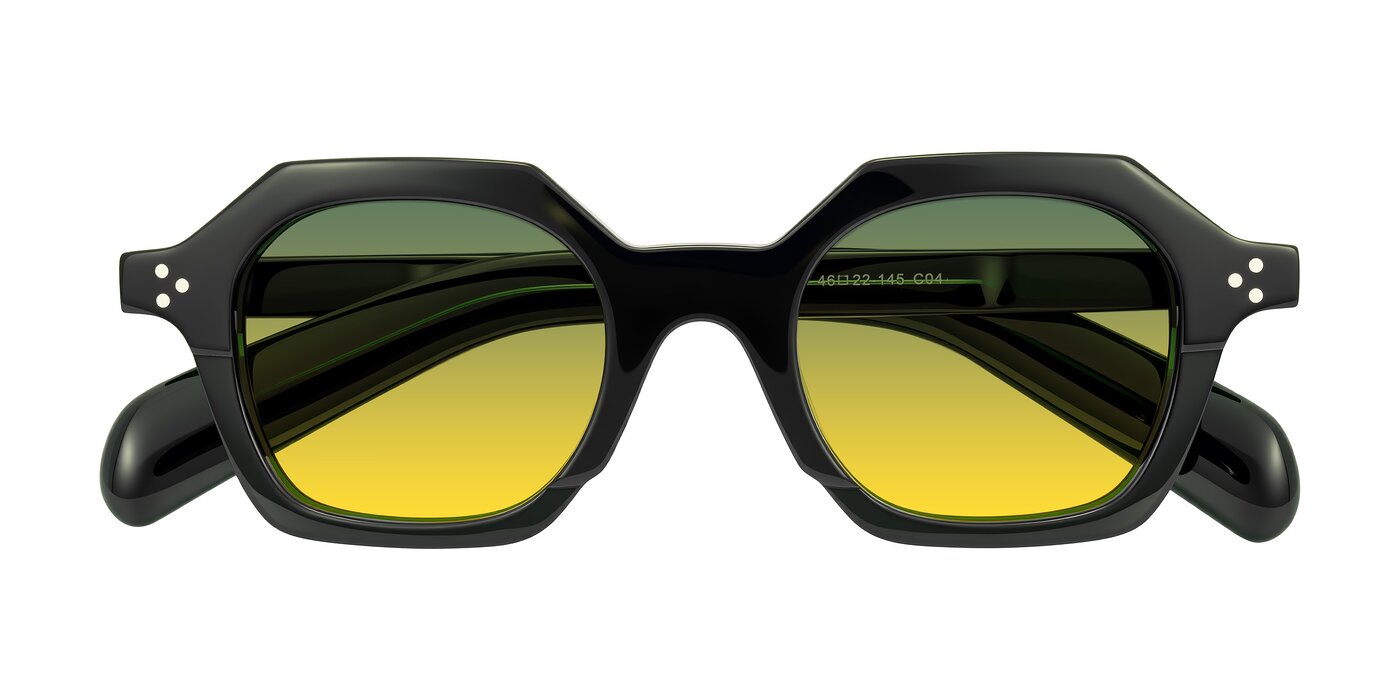 Antrim - Dark Black Green Gradient Sunglasses