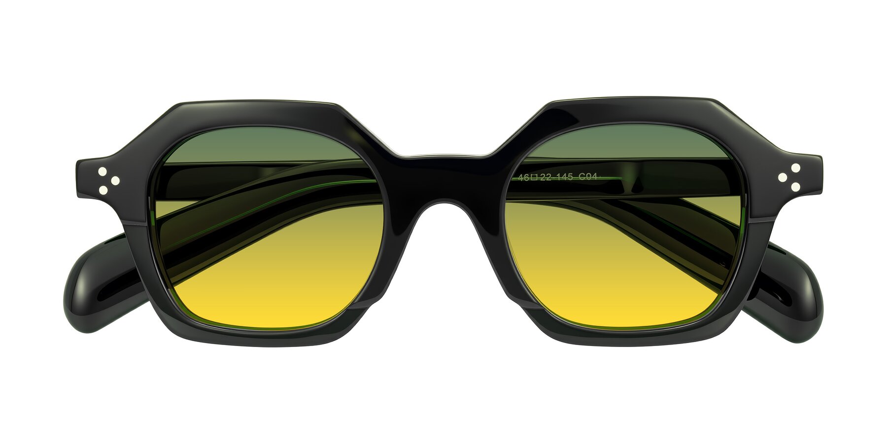 Folded Front of Antrim in Dark Black Green with Green / Yellow Gradient Lenses