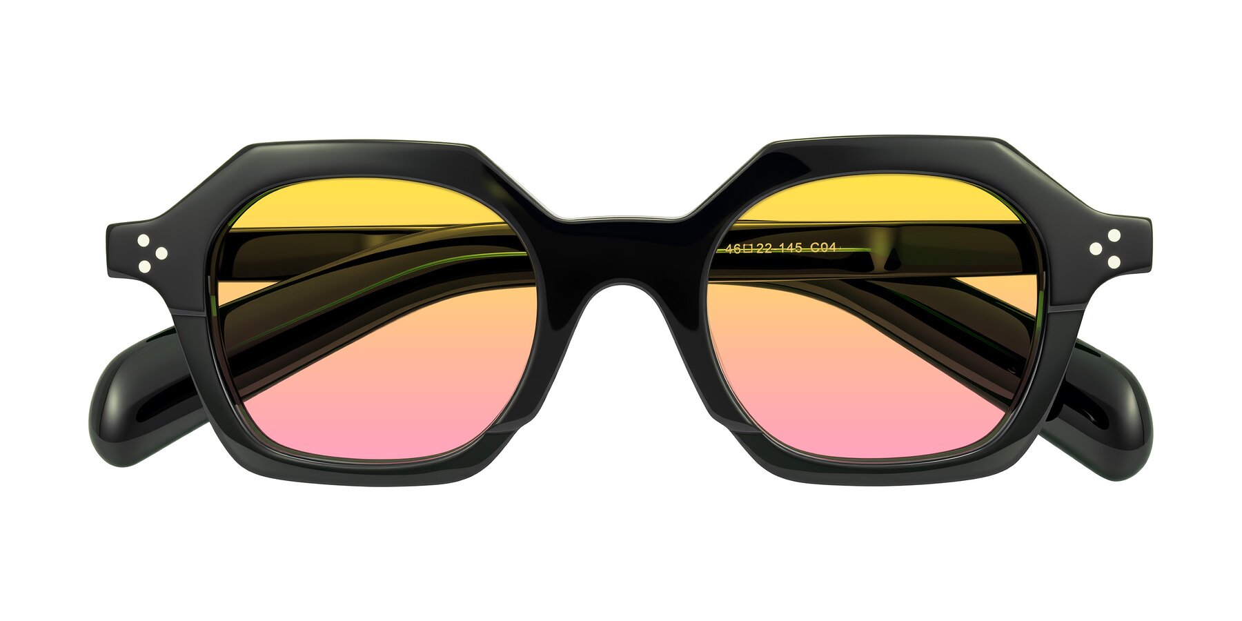 Folded Front of Antrim in Dark Black Green with Yellow / Pink Gradient Lenses