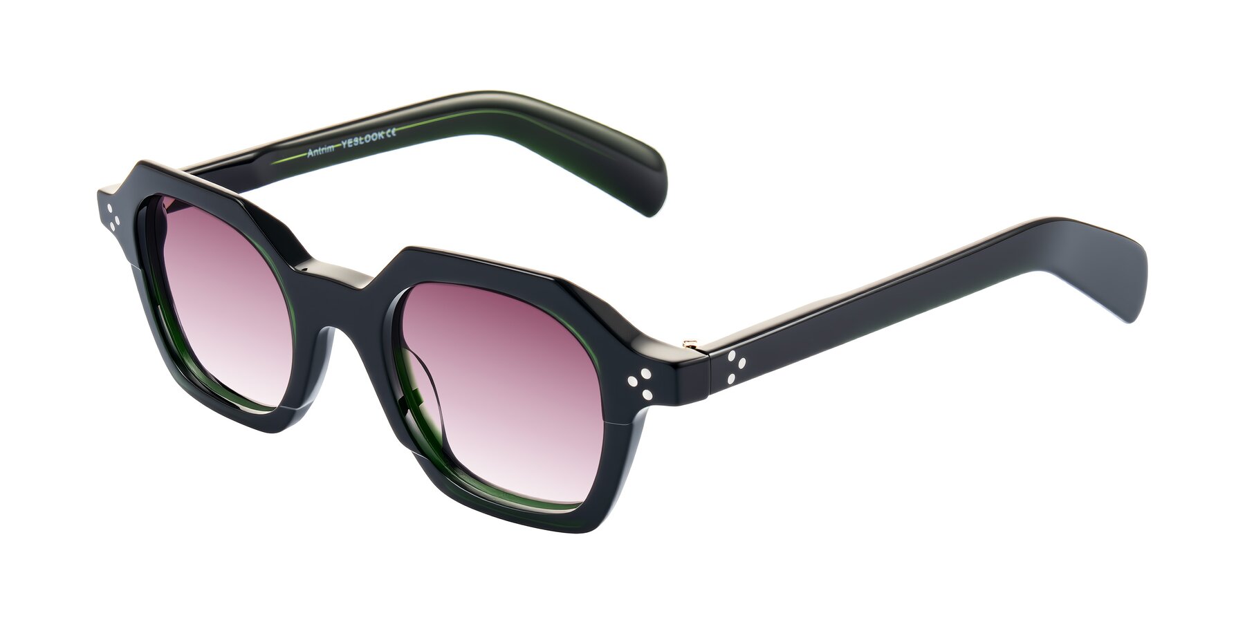 Angle of Antrim in Dark Black Green with Wine Gradient Lenses
