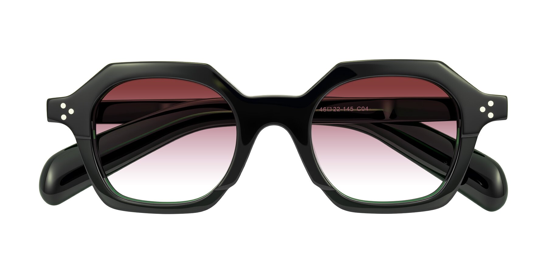 Folded Front of Antrim in Dark Black Green with Garnet Gradient Lenses