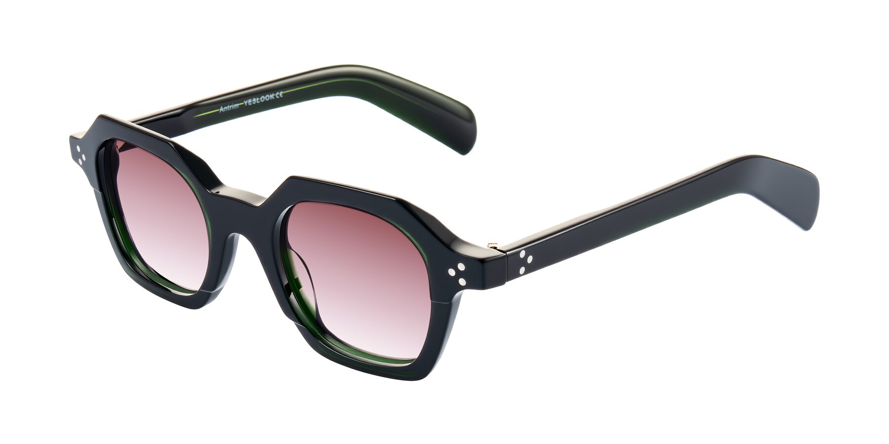 Angle of Antrim in Dark Black Green with Garnet Gradient Lenses