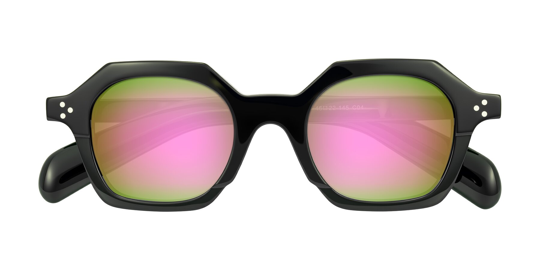 Folded Front of Antrim in Dark Black Green with Pink Mirrored Lenses