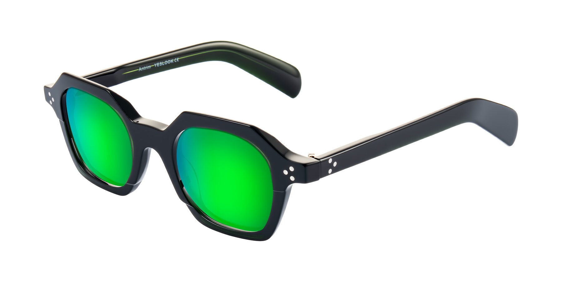 Angle of Antrim in Dark Black Green with Green Mirrored Lenses