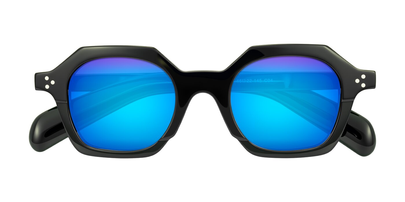 Antrim - Dark Black Green Flash Mirrored Sunglasses
