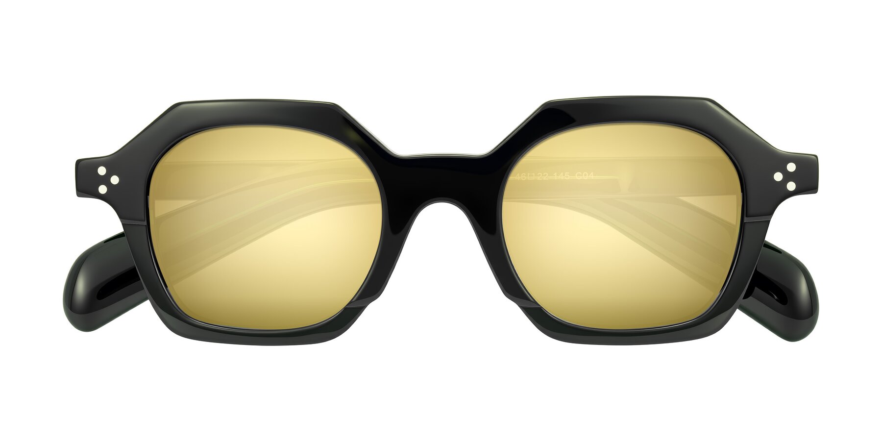 Folded Front of Antrim in Dark Black Green with Gold Mirrored Lenses