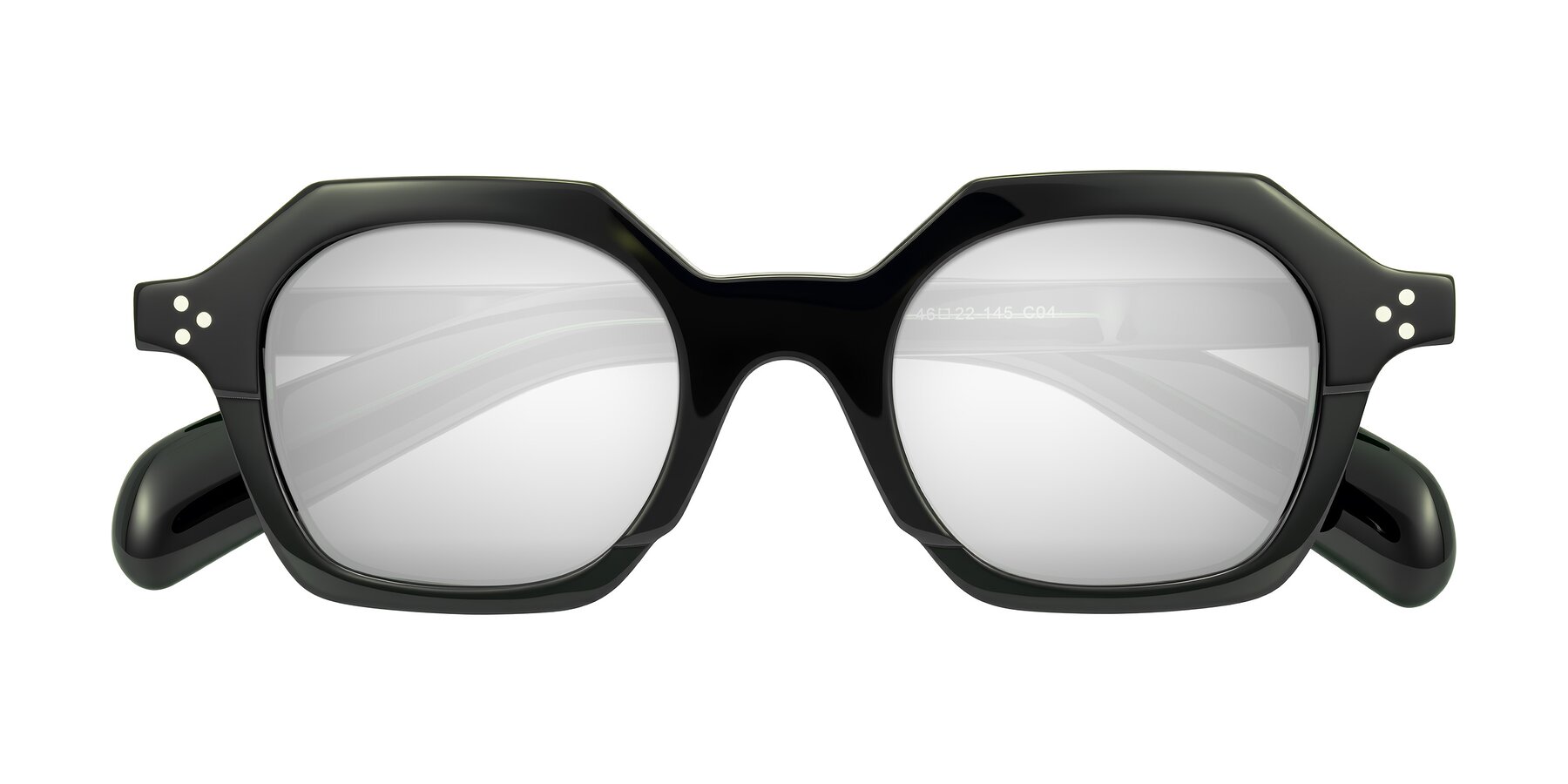 Folded Front of Antrim in Dark Black Green with Silver Mirrored Lenses