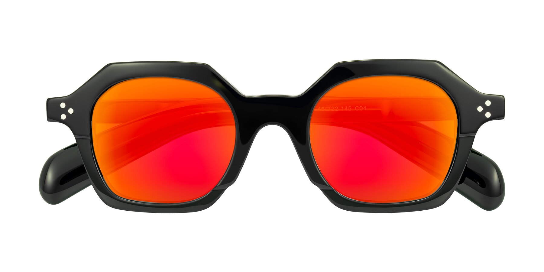 Folded Front of Antrim in Dark Black Green with Red Gold Mirrored Lenses