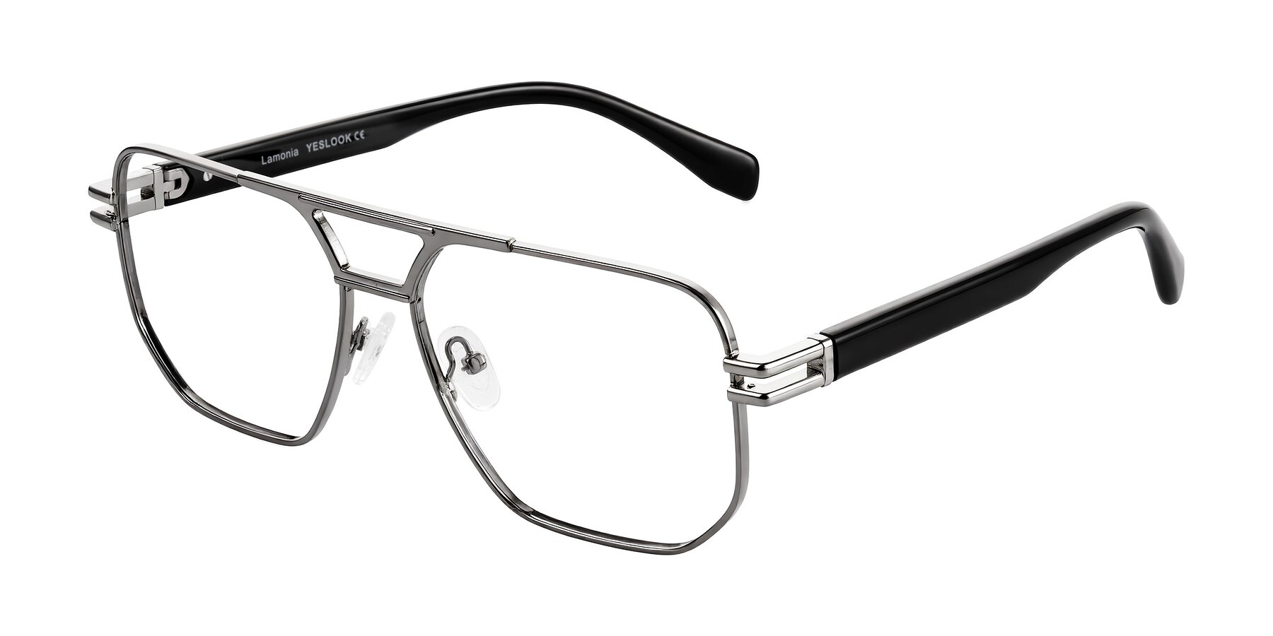 Angle of Lamonia in Gunmetal/Black with Clear Blue Light Blocking Lenses