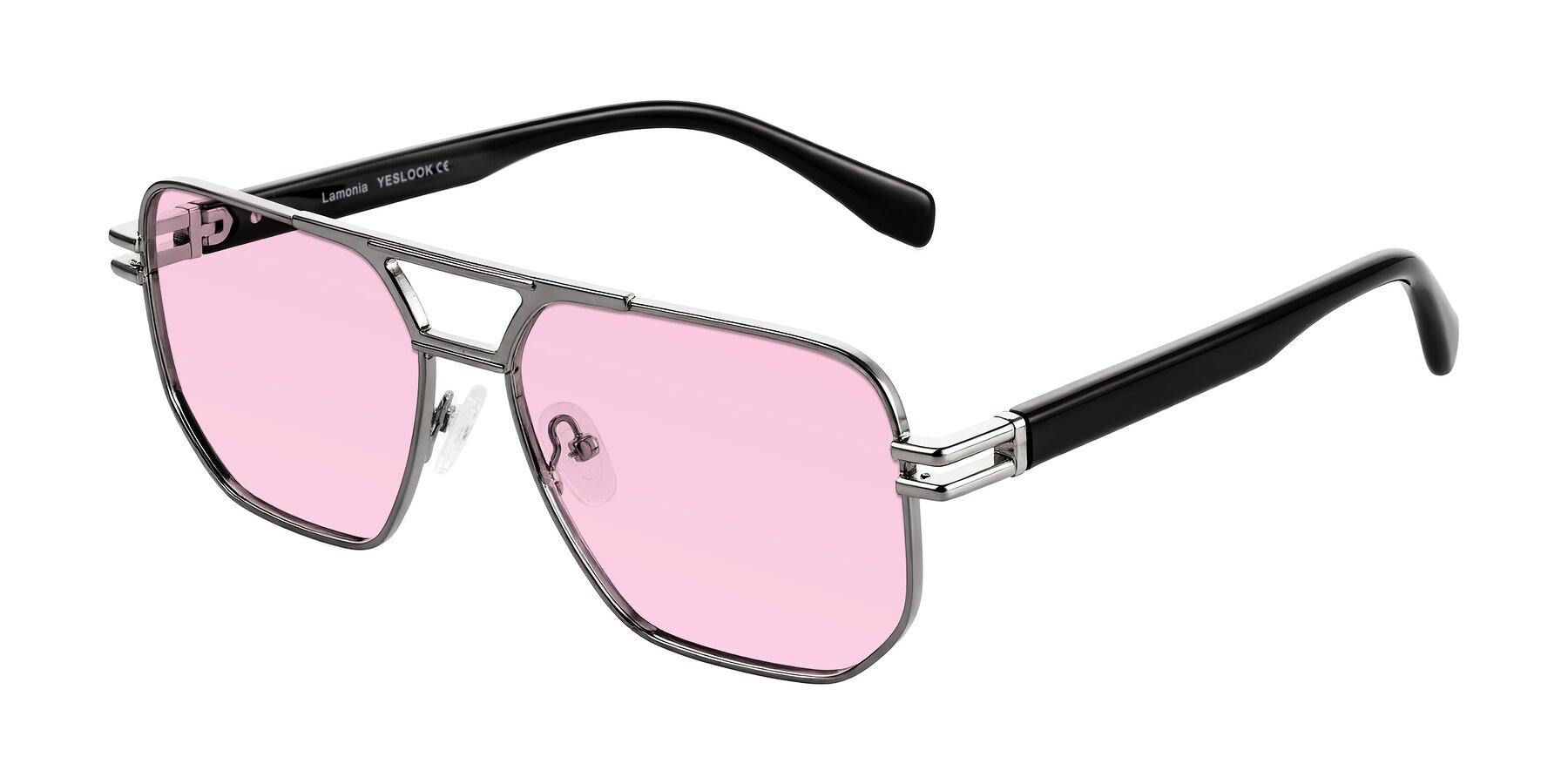 Angle of Lamonia in Gunmetal/Black with Light Pink Tinted Lenses