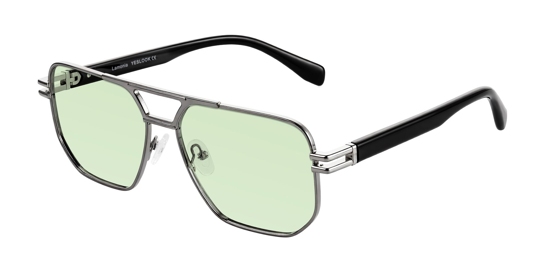 Angle of Lamonia in Gunmetal/Black with Light Green Tinted Lenses