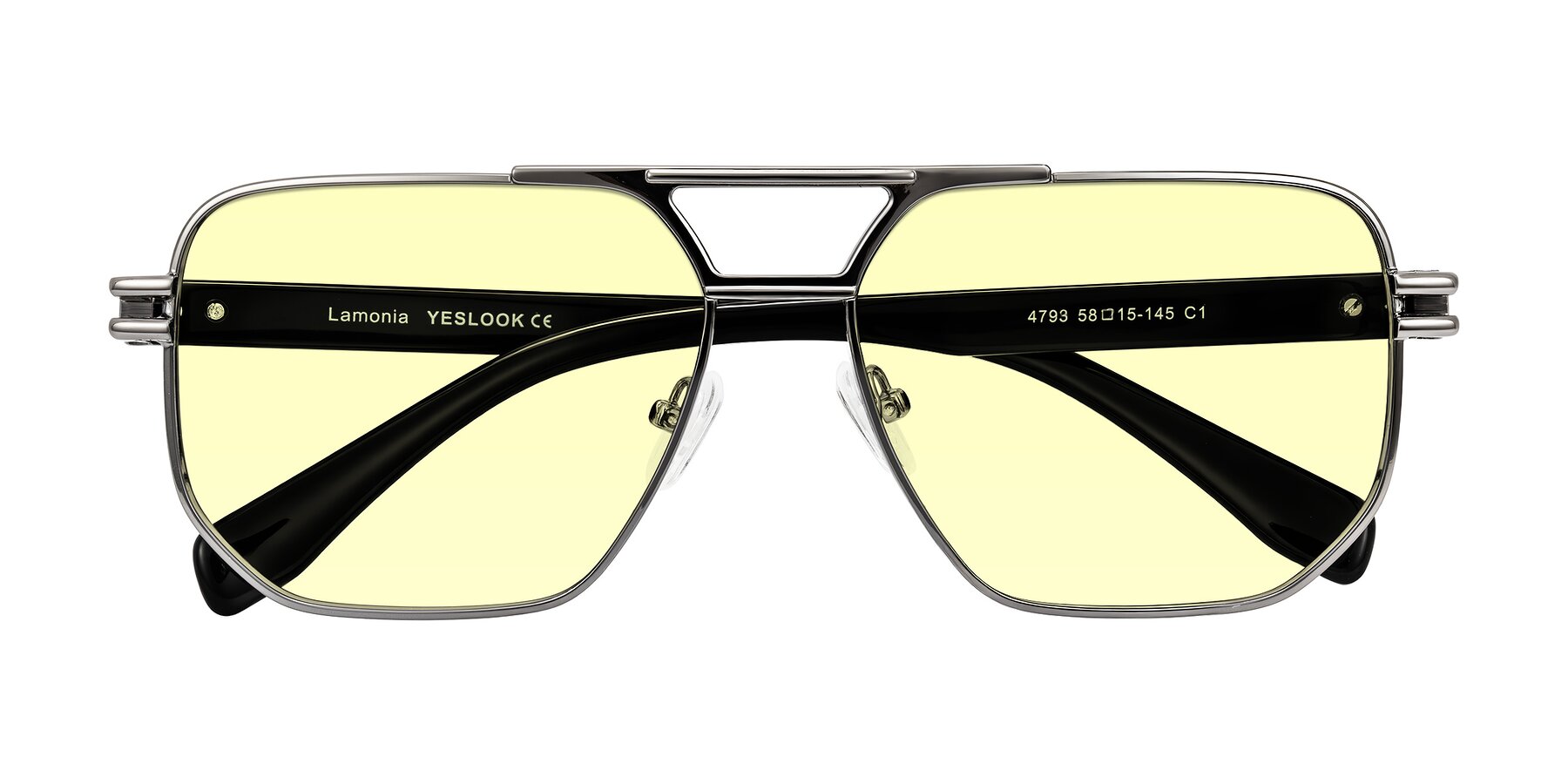 Folded Front of Lamonia in Gunmetal/Black with Light Yellow Tinted Lenses
