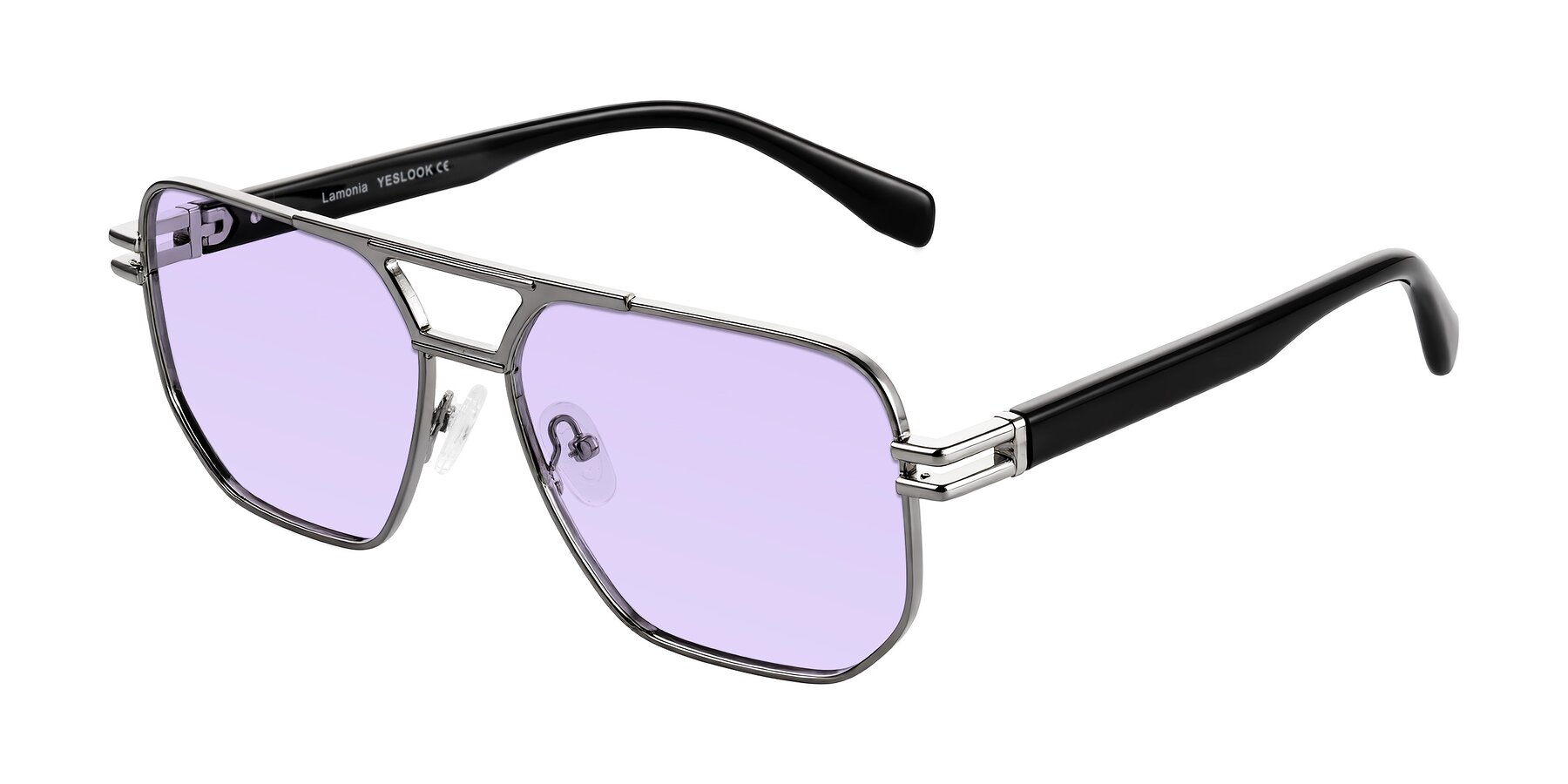 Angle of Lamonia in Gunmetal/Black with Light Purple Tinted Lenses