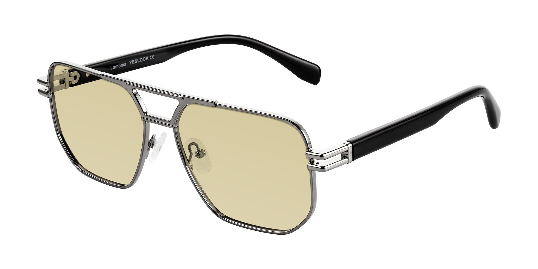Angle of Lamonia in Gunmetal/Black with Light Champagne Tinted Lenses
