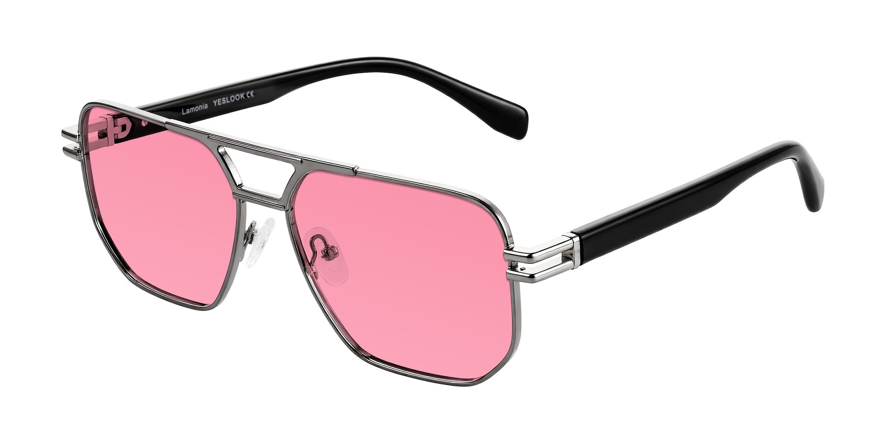 Angle of Lamonia in Gunmetal/Black with Pink Tinted Lenses