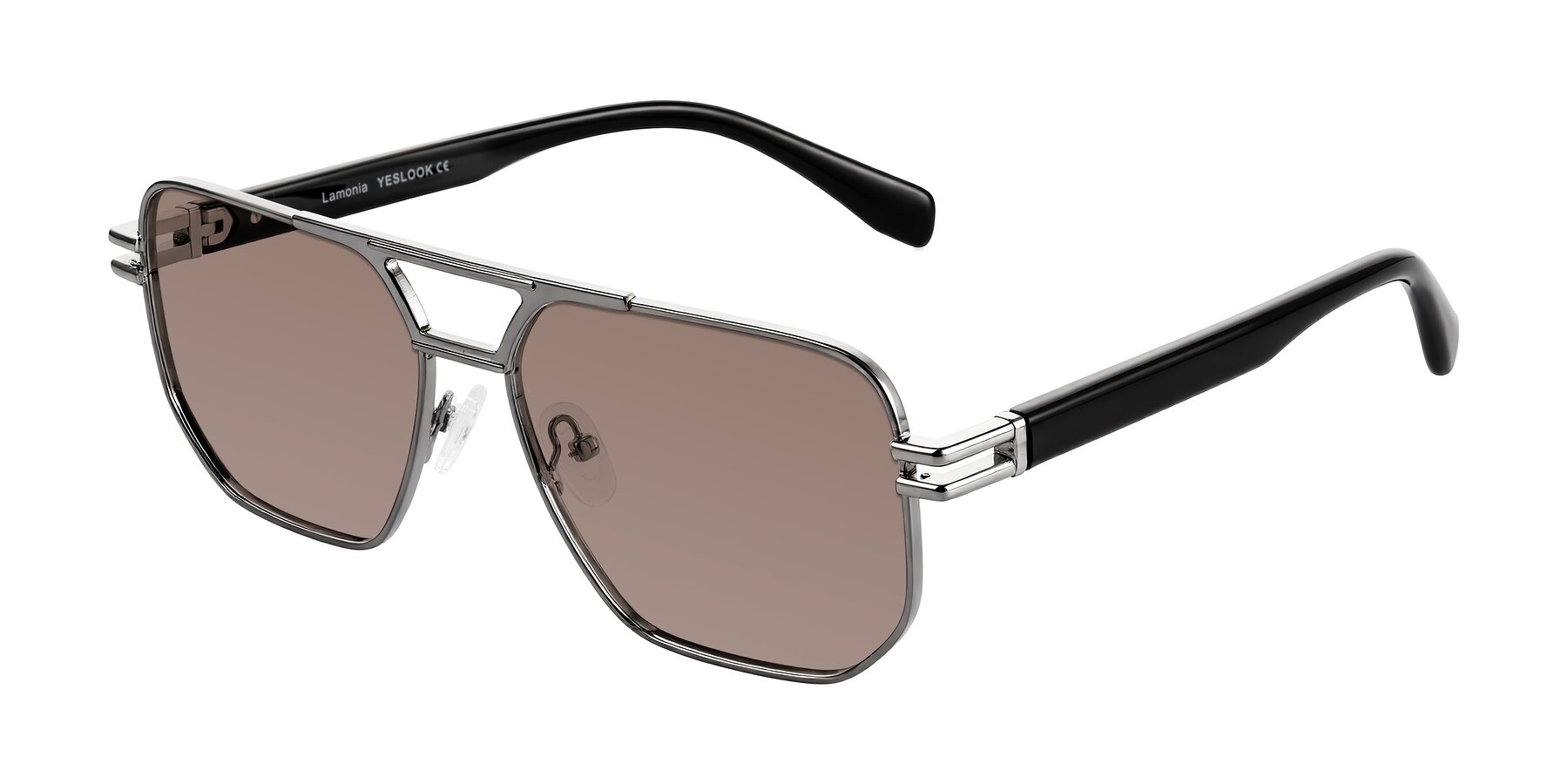 Angle of Lamonia in Gunmetal/Black with Medium Brown Tinted Lenses