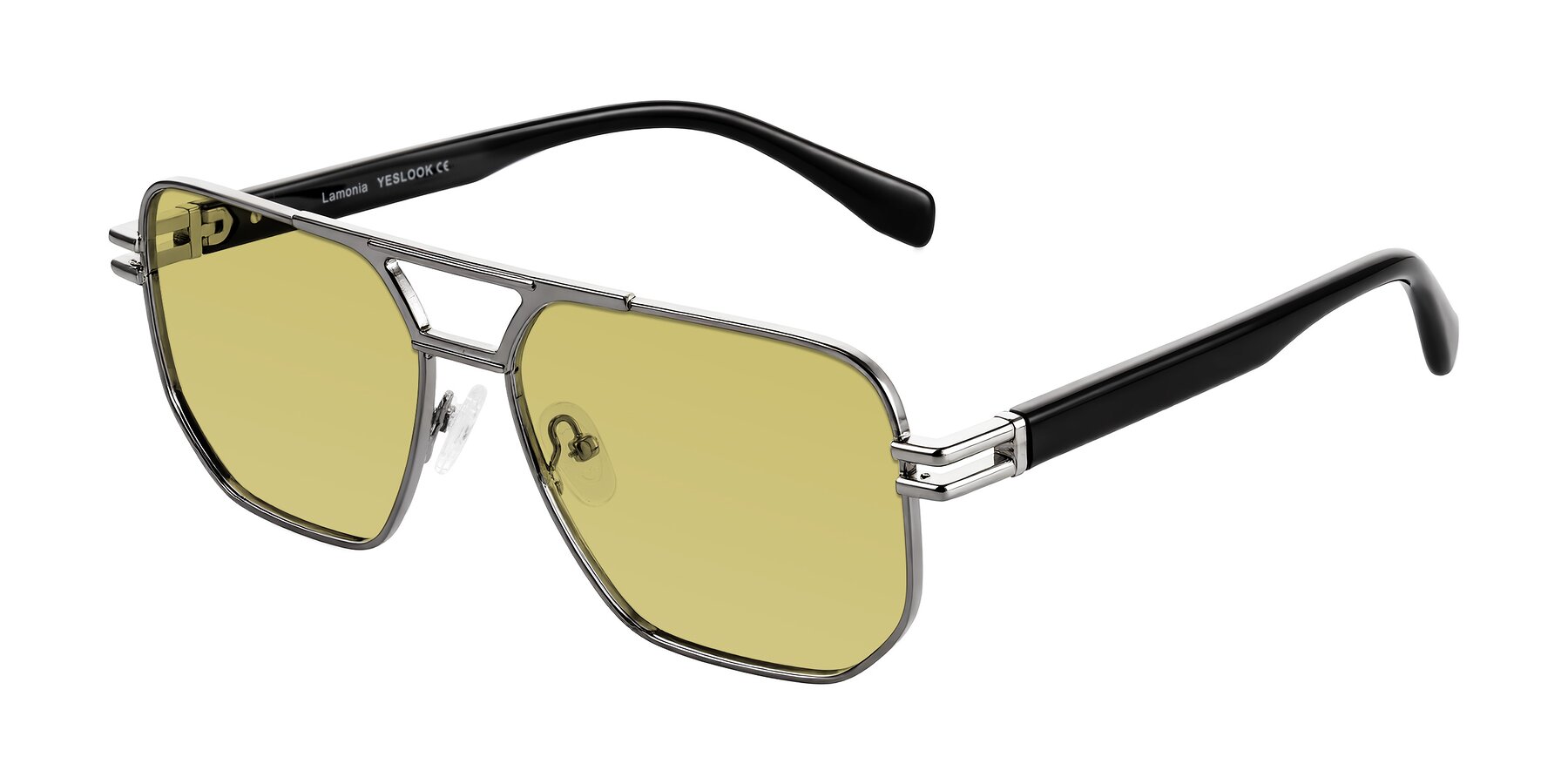 Angle of Lamonia in Gunmetal/Black with Medium Champagne Tinted Lenses