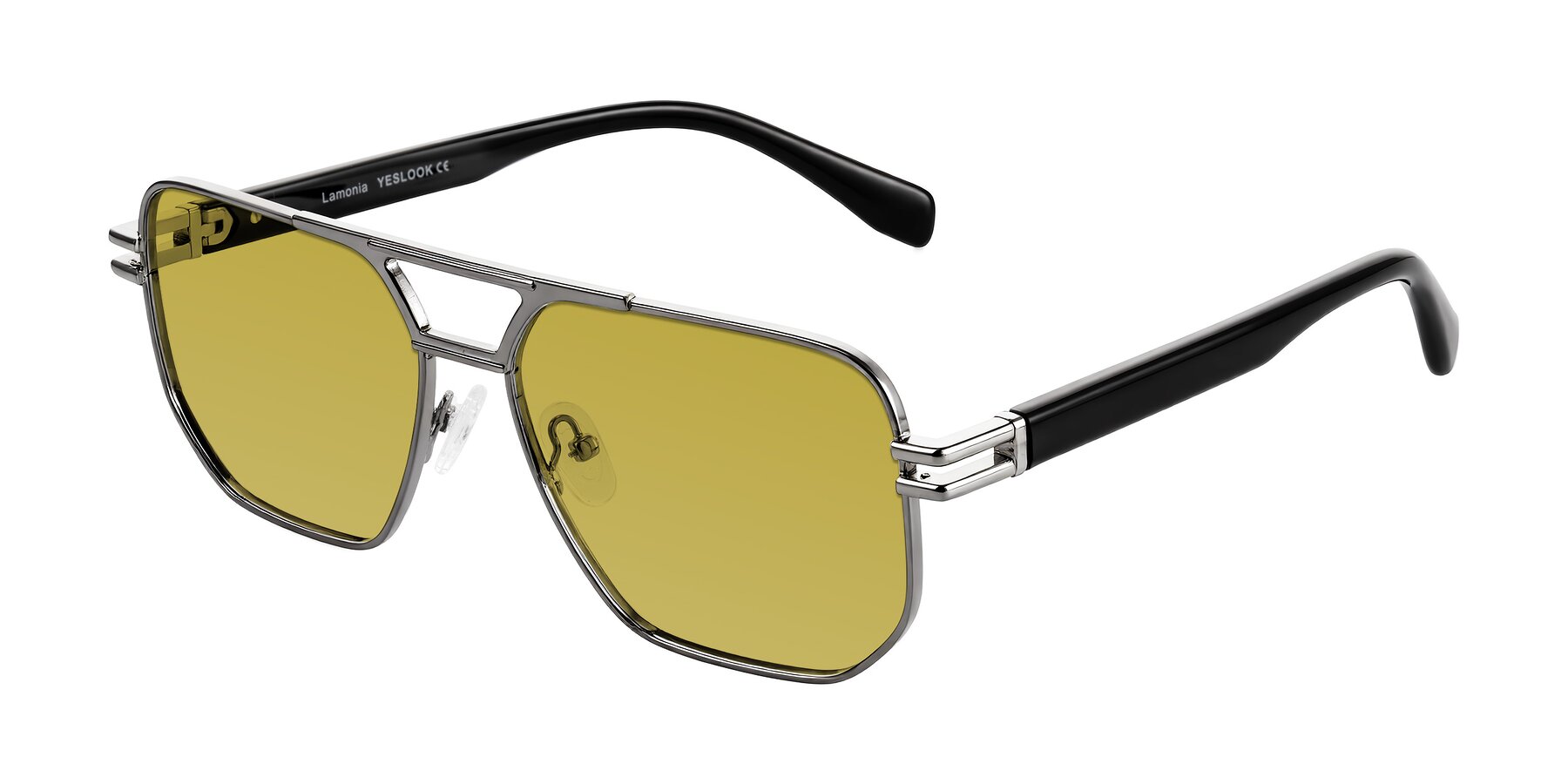 Angle of Lamonia in Gunmetal/Black with Champagne Tinted Lenses