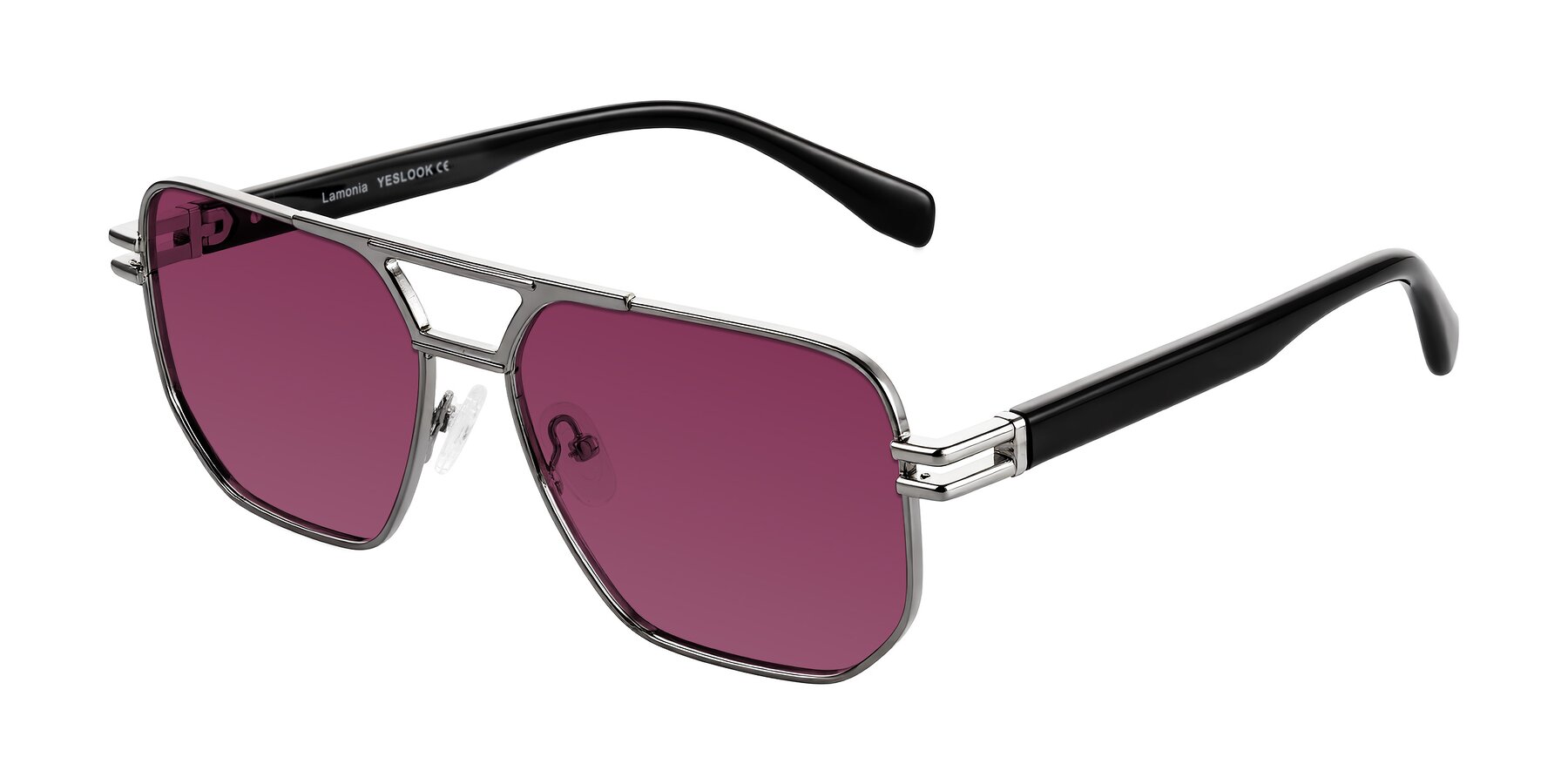 Angle of Lamonia in Gunmetal/Black with Wine Tinted Lenses