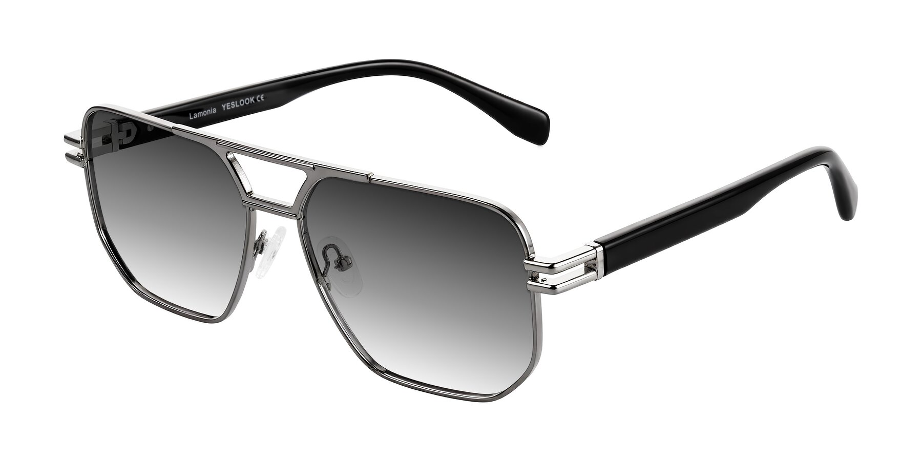 Angle of Lamonia in Gunmetal/Black with Gray Gradient Lenses