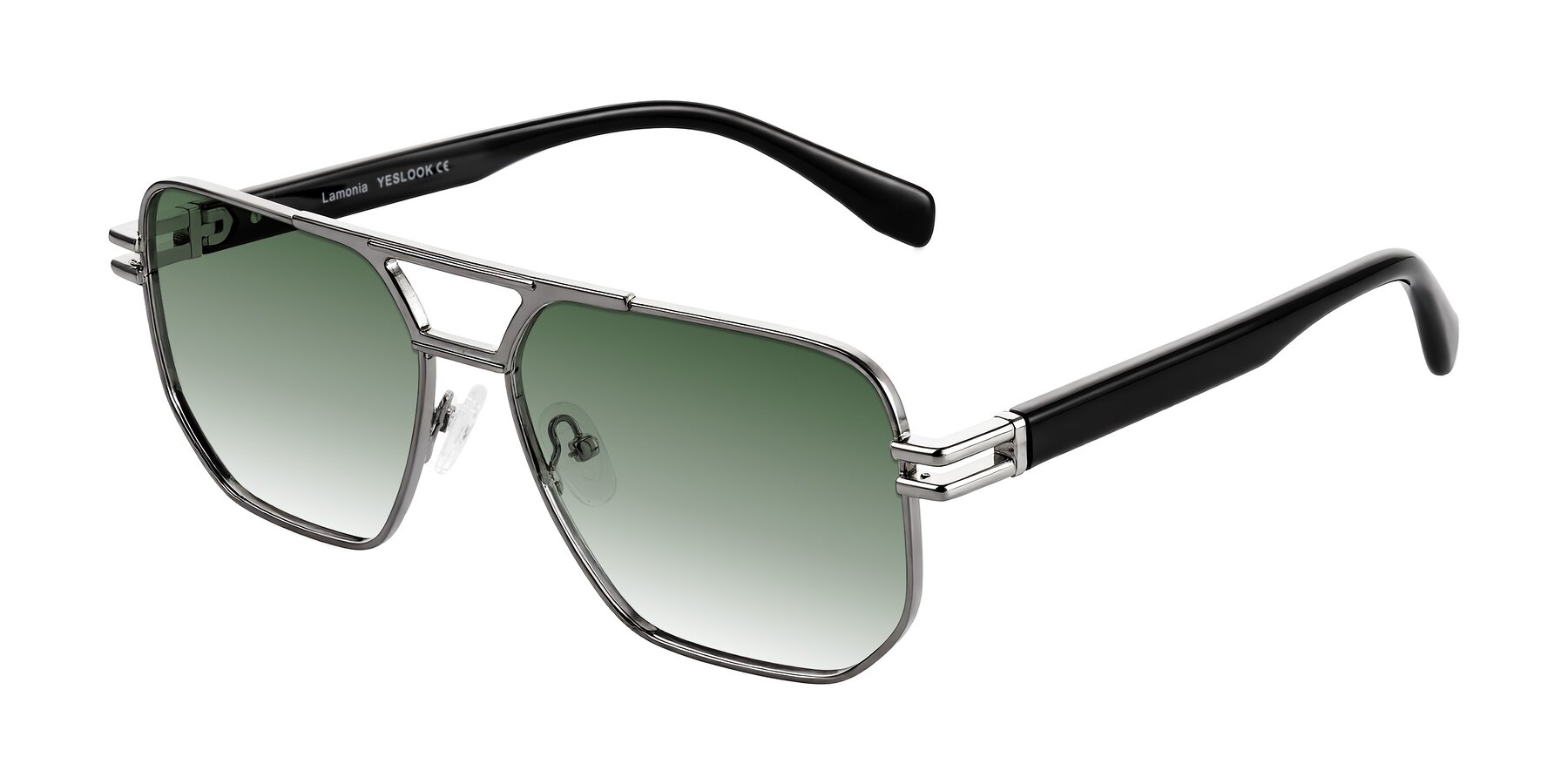 Angle of Lamonia in Gunmetal/Black with Green Gradient Lenses
