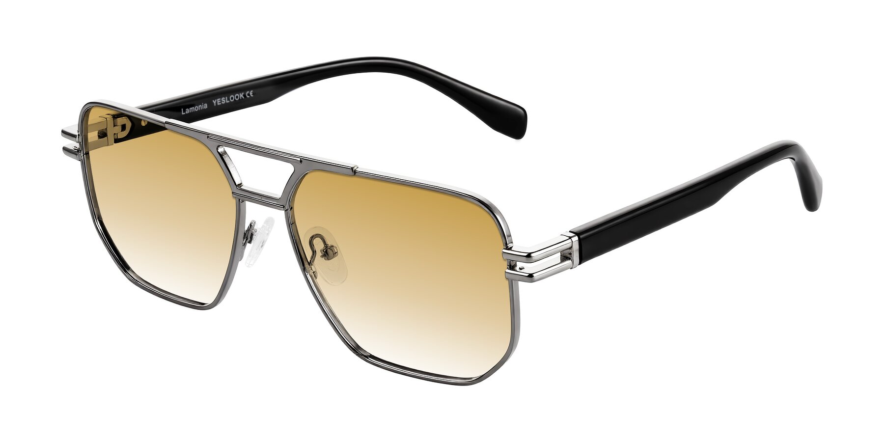 Angle of Lamonia in Gunmetal/Black with Champagne Gradient Lenses