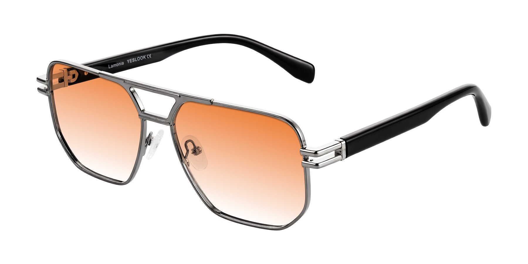 Angle of Lamonia in Gunmetal/Black with Orange Gradient Lenses