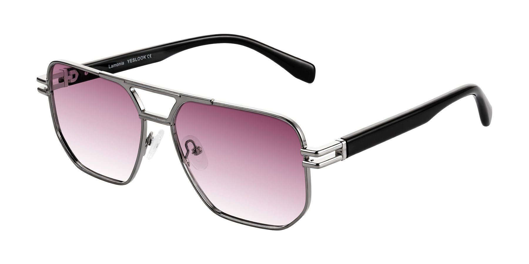 Angle of Lamonia in Gunmetal/Black with Wine Gradient Lenses