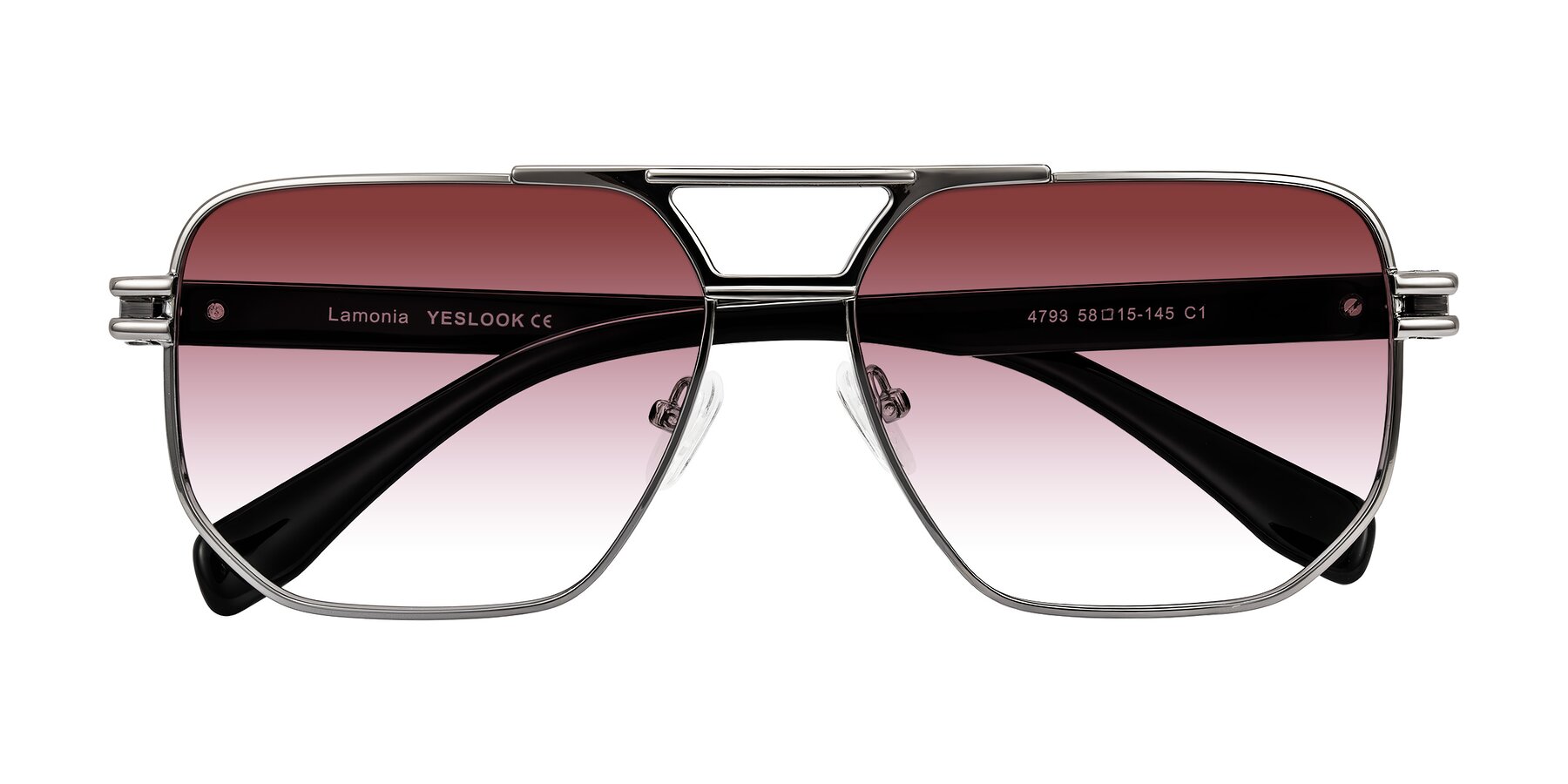 Folded Front of Lamonia in Gunmetal/Black with Garnet Gradient Lenses