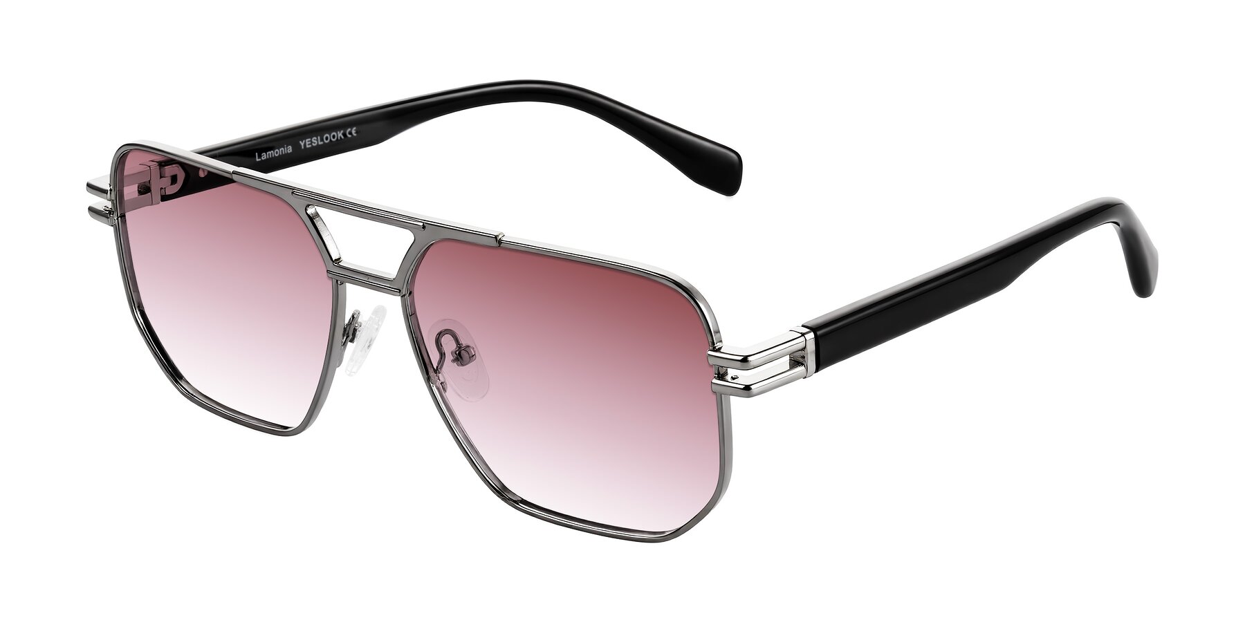 Angle of Lamonia in Gunmetal/Black with Garnet Gradient Lenses