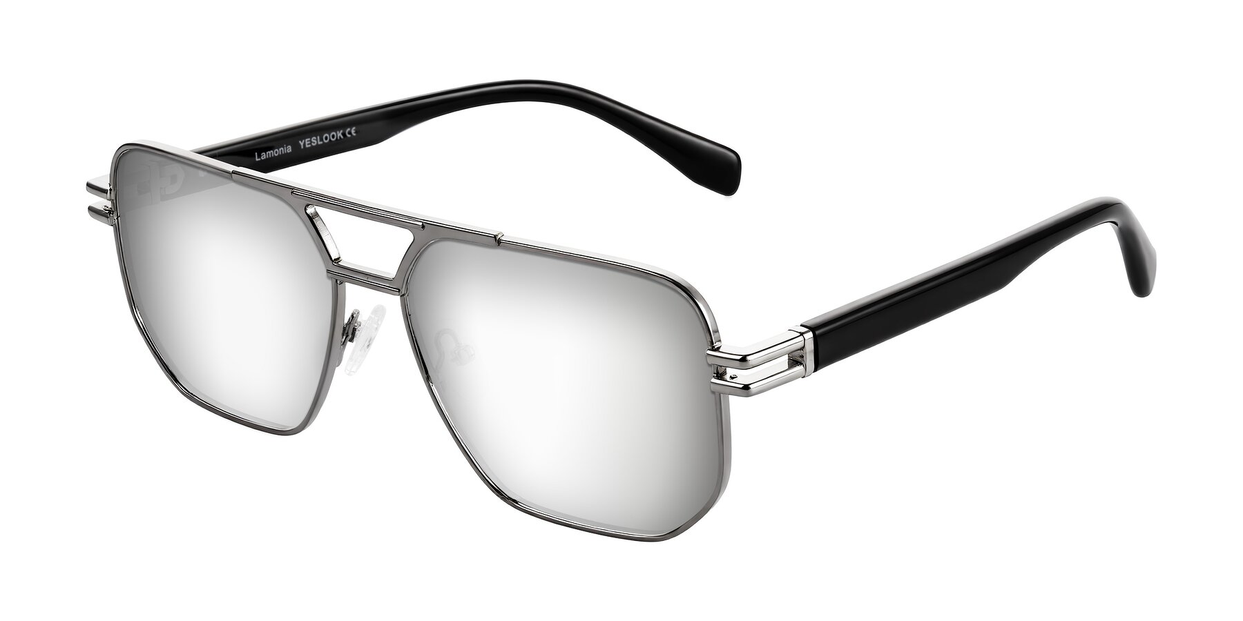 Angle of Lamonia in Gunmetal/Black with Silver Mirrored Lenses