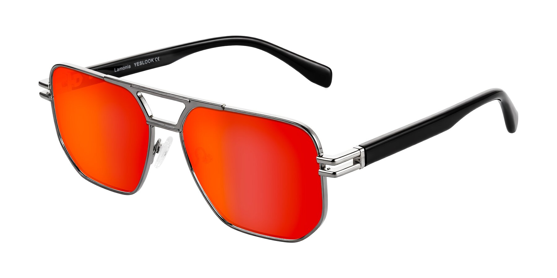Angle of Lamonia in Gunmetal/Black with Red Gold Mirrored Lenses