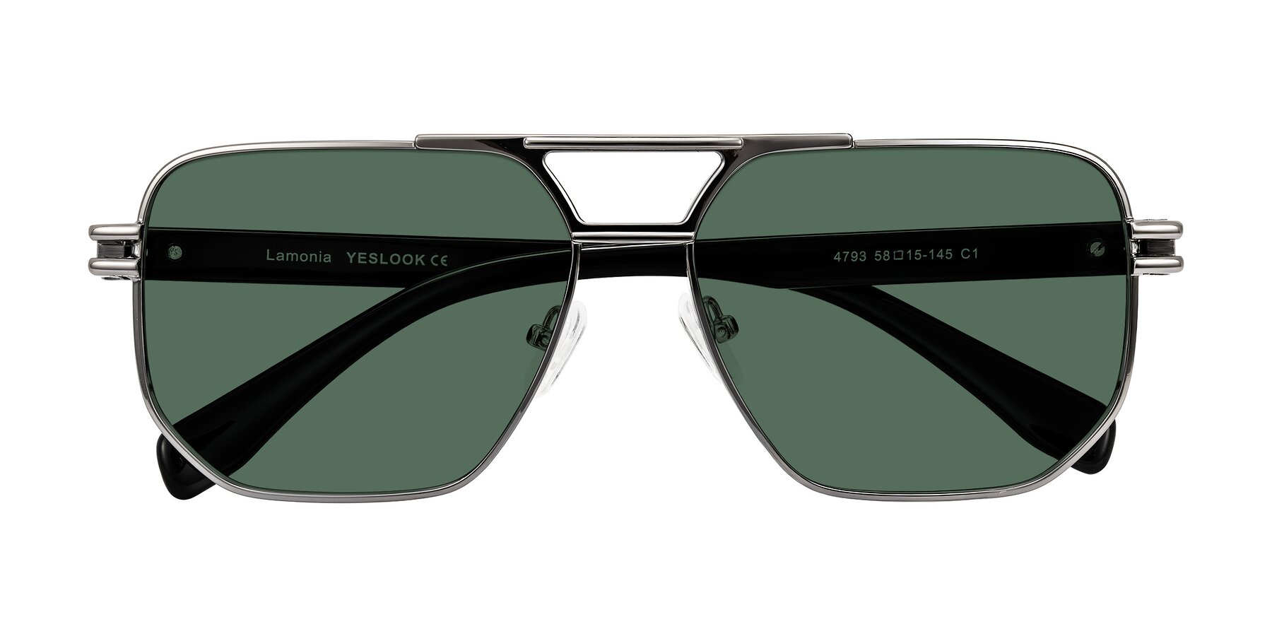 Folded Front of Lamonia in Gunmetal/Black with Green Polarized Lenses