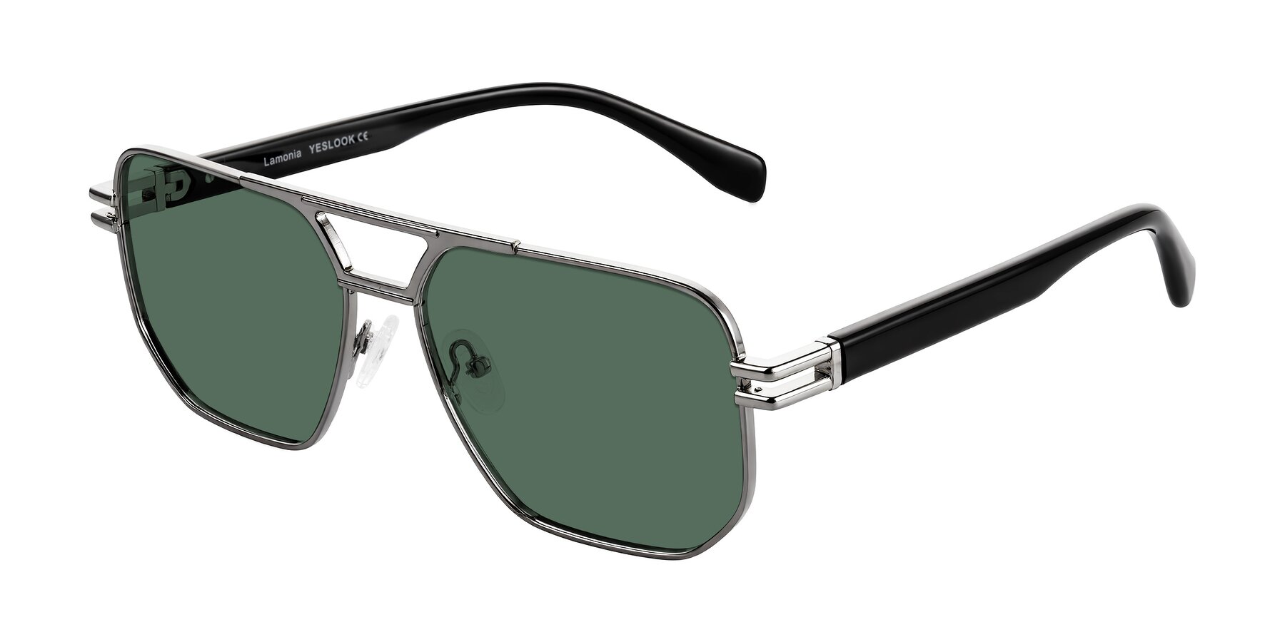 Angle of Lamonia in Gunmetal/Black with Green Polarized Lenses