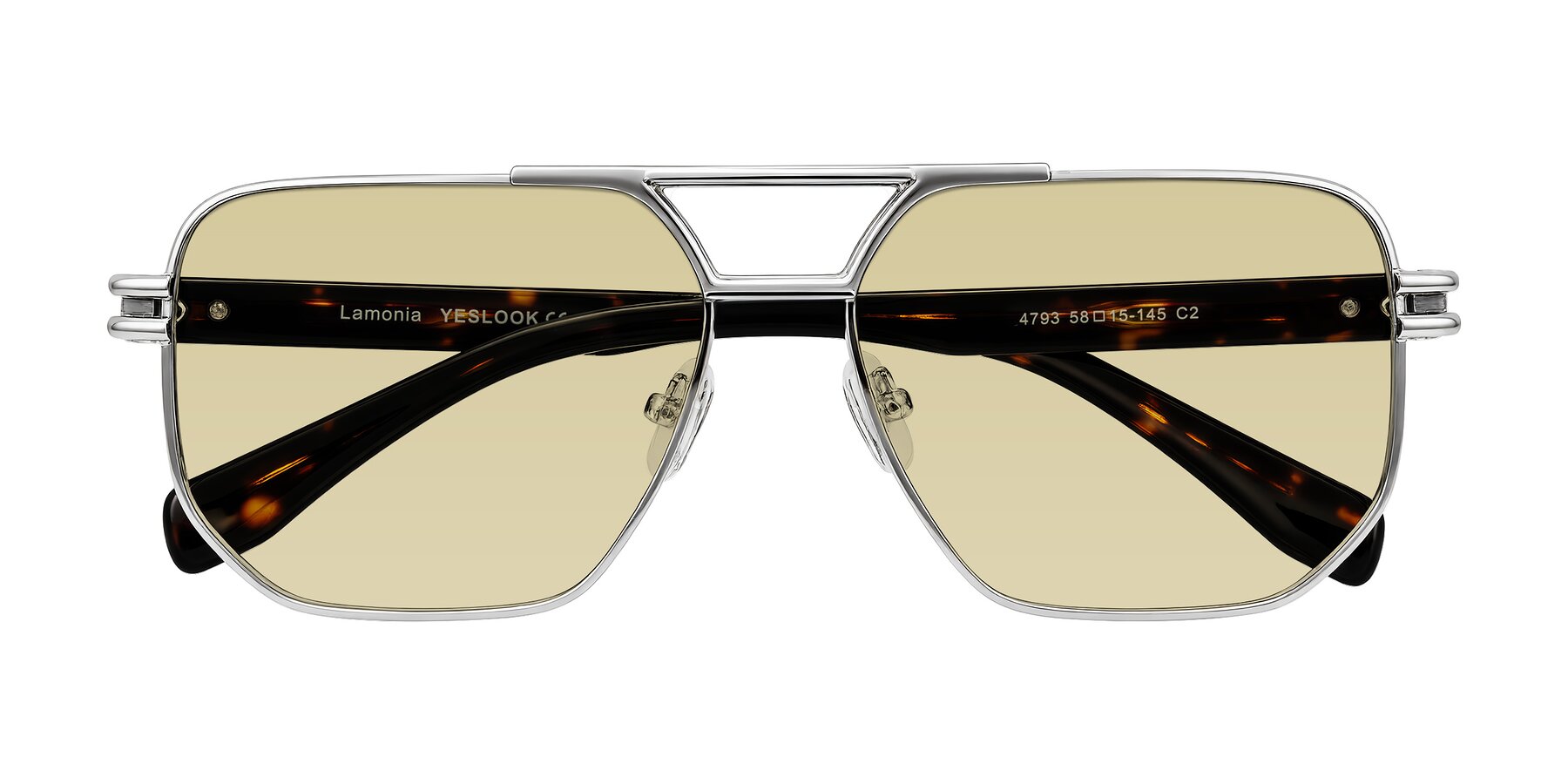 Folded Front of Lamonia in Silver/Tortoise with Light Champagne Tinted Lenses