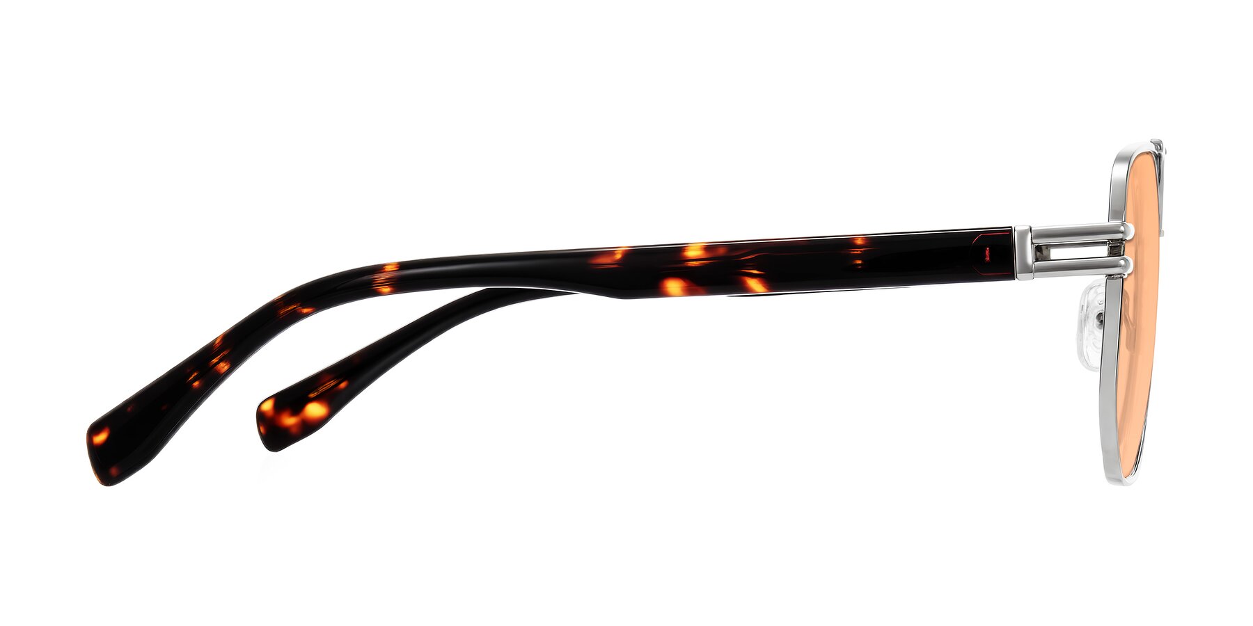 Side of Lamonia in Silver/Tortoise with Light Orange Tinted Lenses