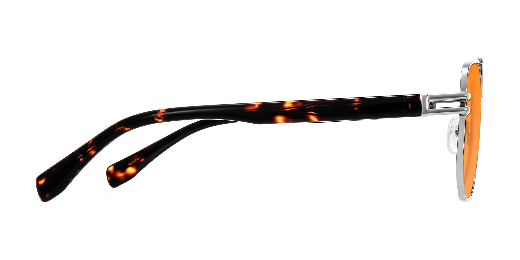 Side of Lamonia in Silver/Tortoise with Orange Tinted Lenses