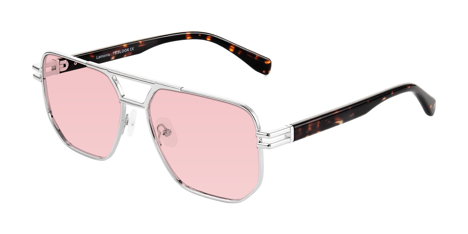 Angle of Lamonia in Silver/Tortoise with Light Garnet Tinted Lenses