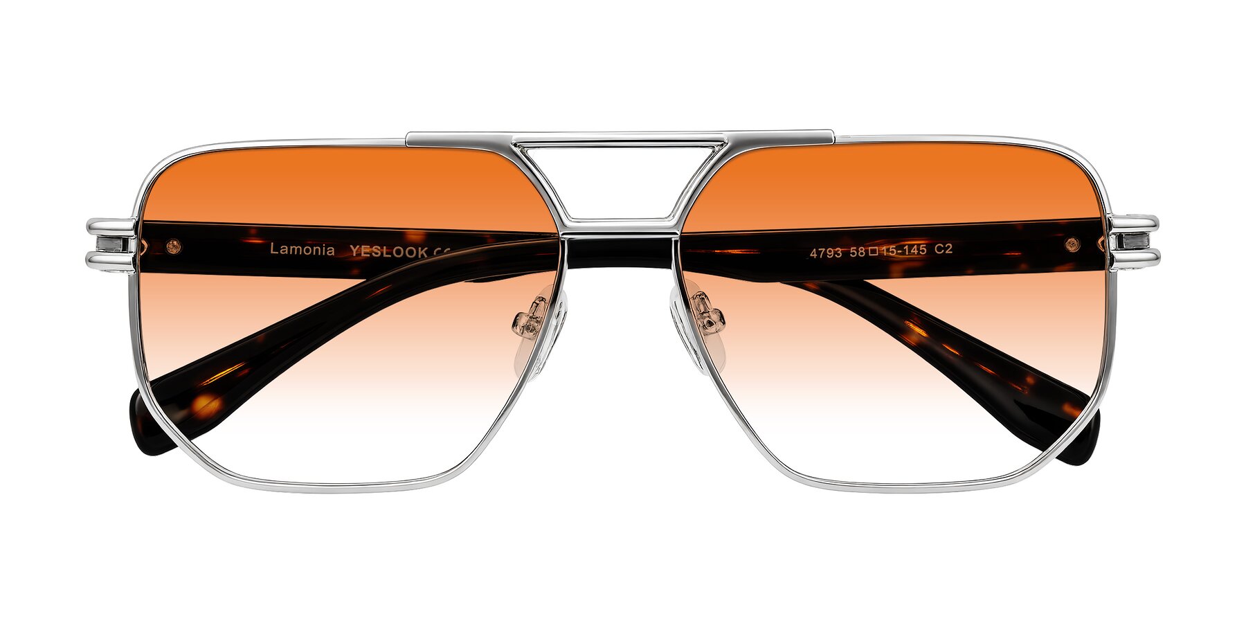 Folded Front of Lamonia in Silver/Tortoise with Orange Gradient Lenses