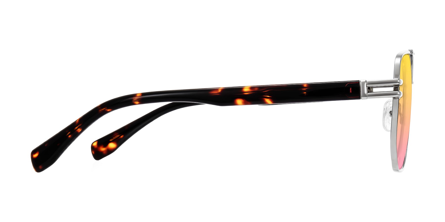 Side of Lamonia in Silver/Tortoise with Yellow / Pink Gradient Lenses