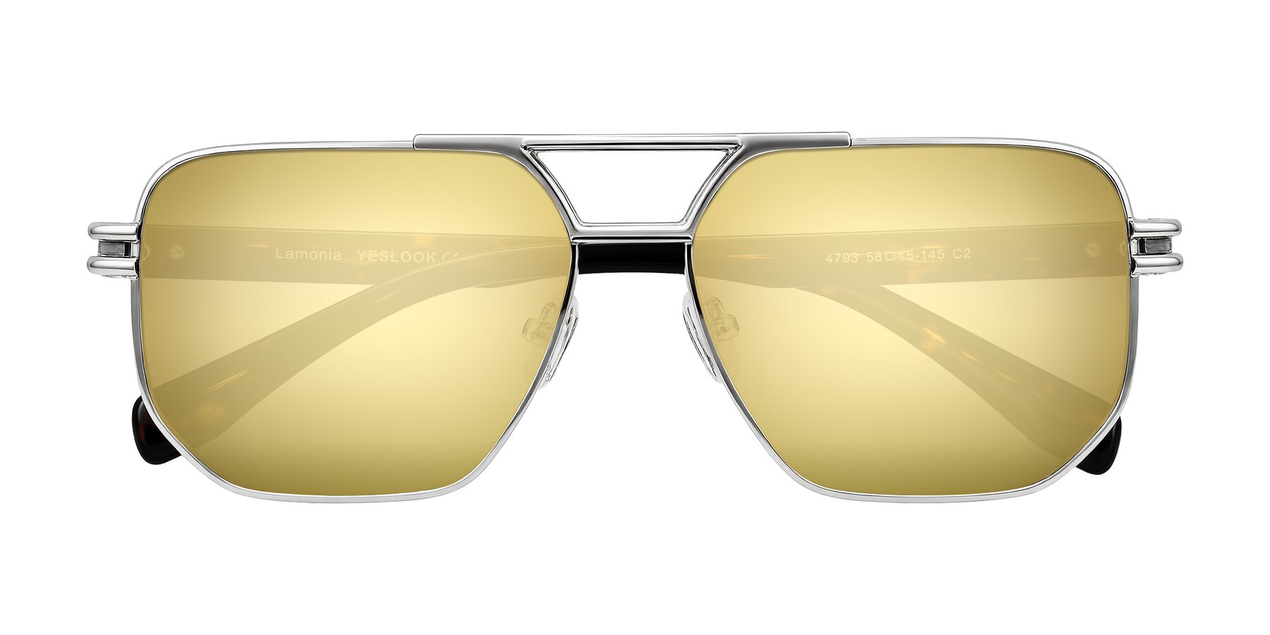 Folded Front of Lamonia in Silver/Tortoise with Gold Mirrored Lenses