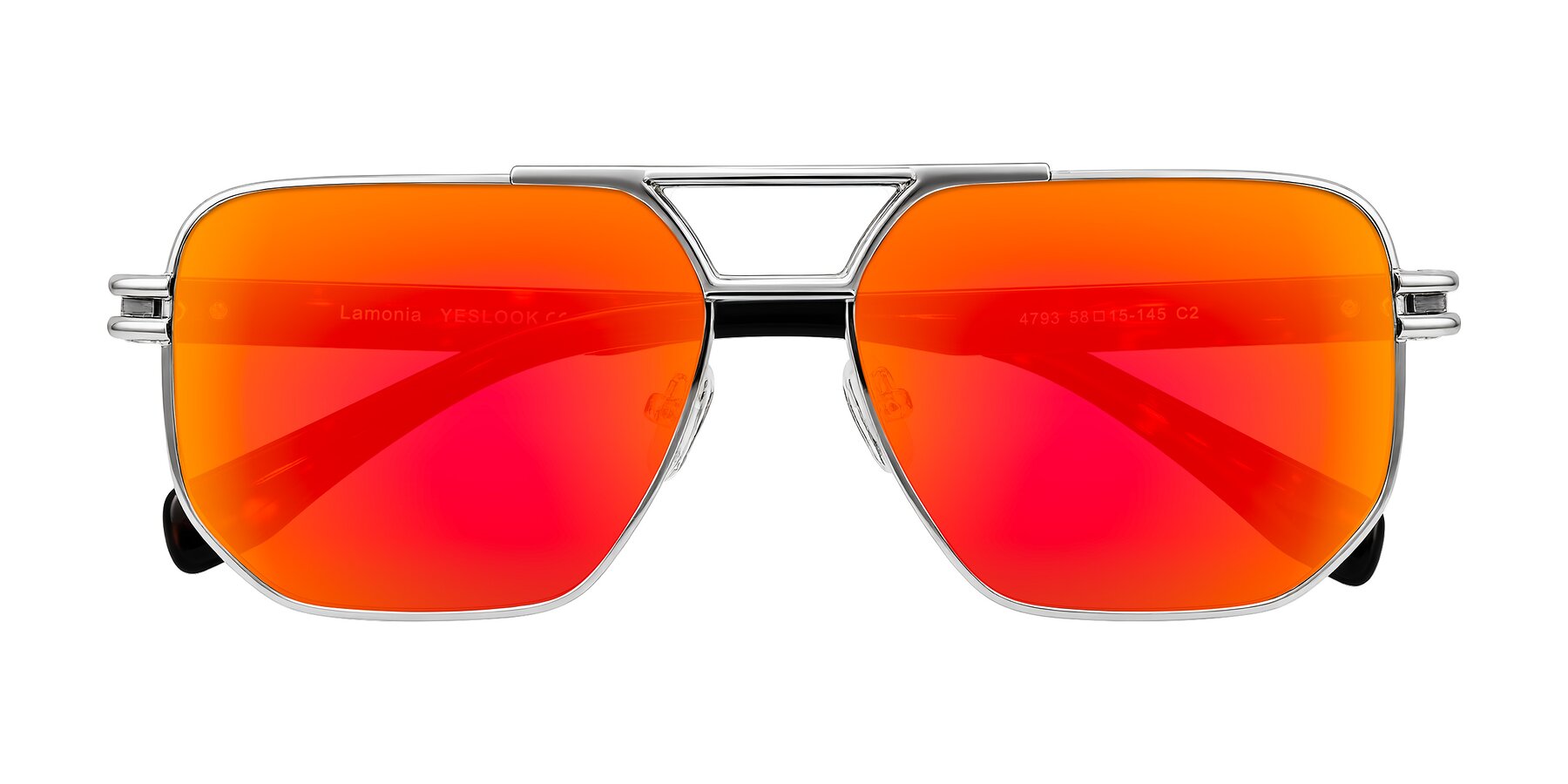 Folded Front of Lamonia in Silver/Tortoise with Red Gold Mirrored Lenses