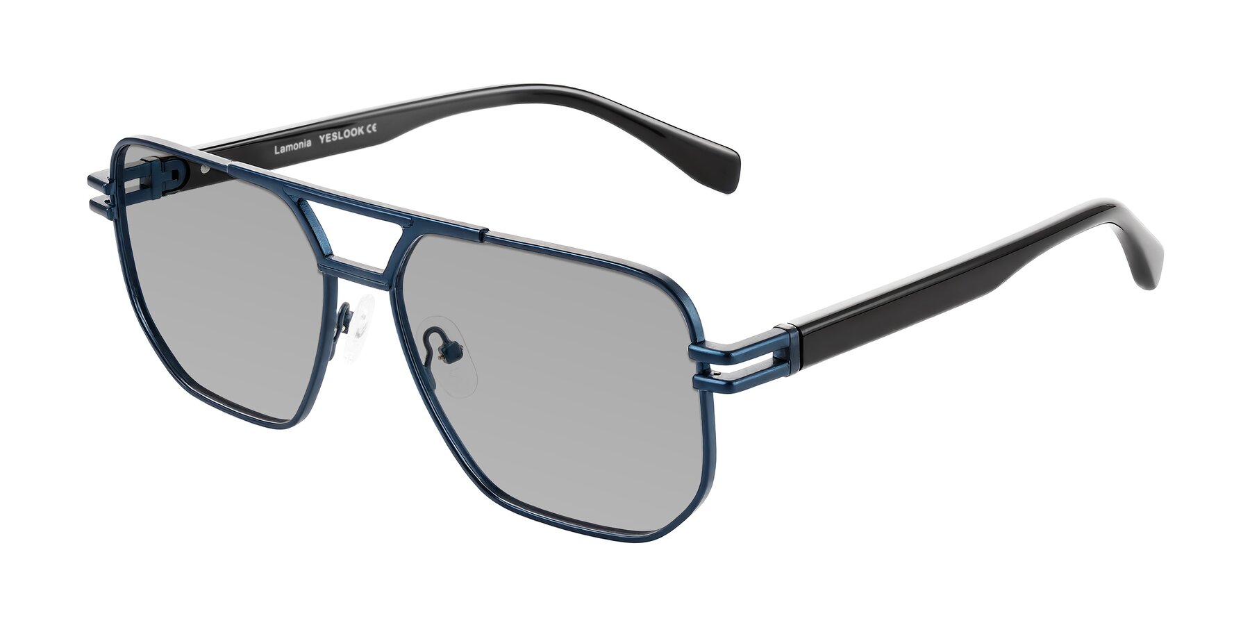Angle of Lamonia in Matte Blue/Black with Light Gray Tinted Lenses