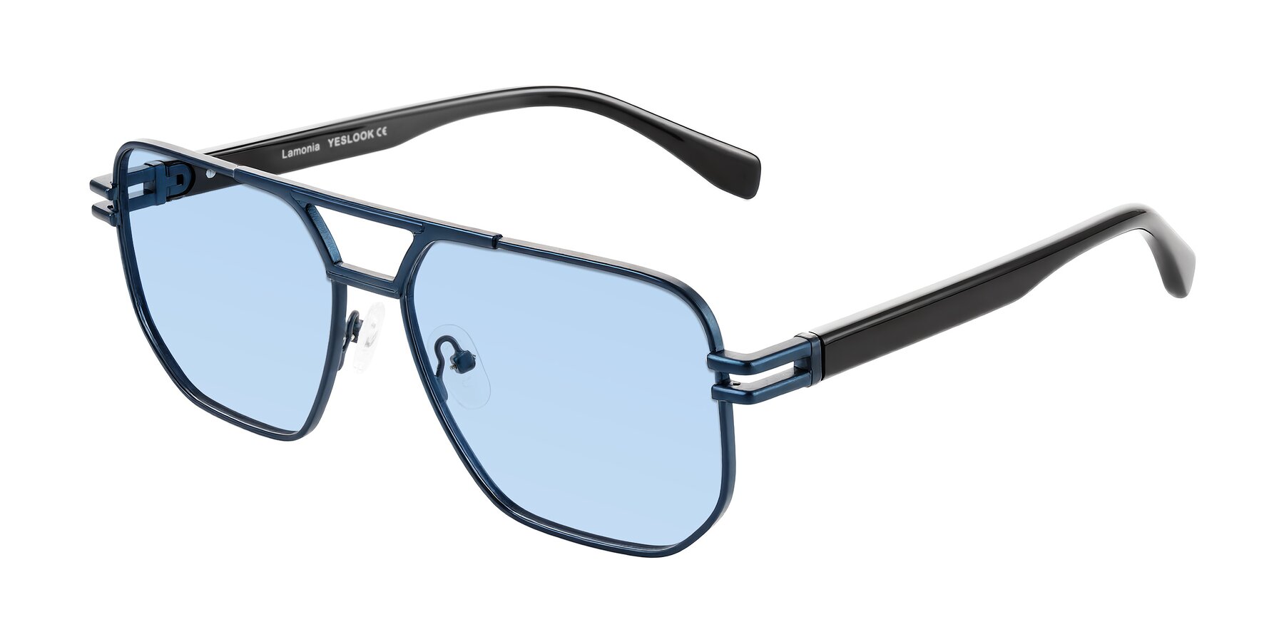 Angle of Lamonia in Matte Blue/Black with Light Blue Tinted Lenses