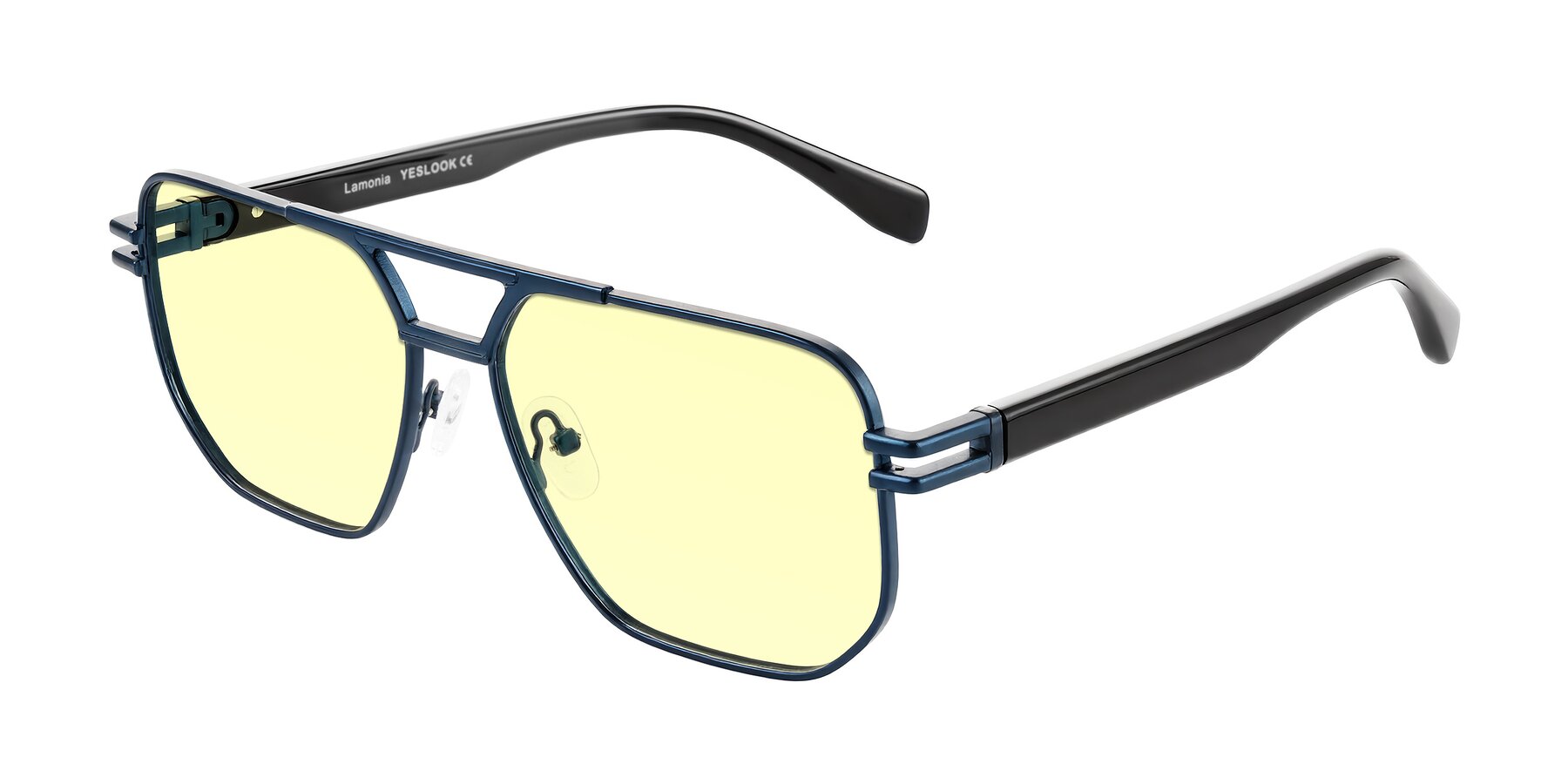 Angle of Lamonia in Matte Blue/Black with Light Yellow Tinted Lenses