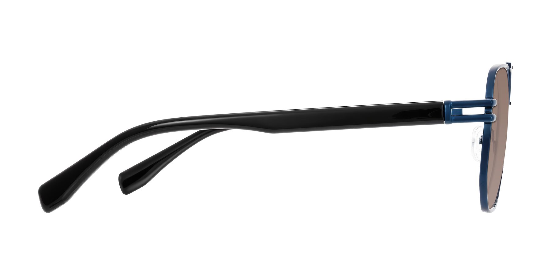 Side of Lamonia in Matte Blue/Black with Medium Brown Tinted Lenses