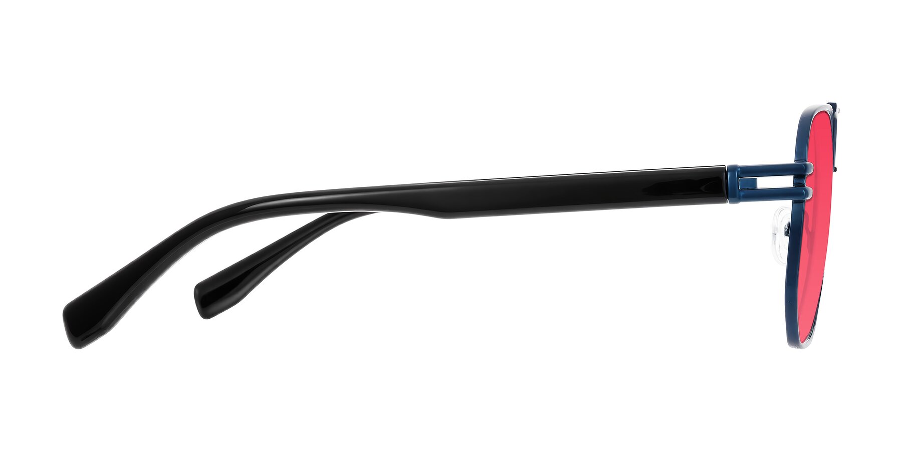 Side of Lamonia in Matte Blue/Black with Red Tinted Lenses